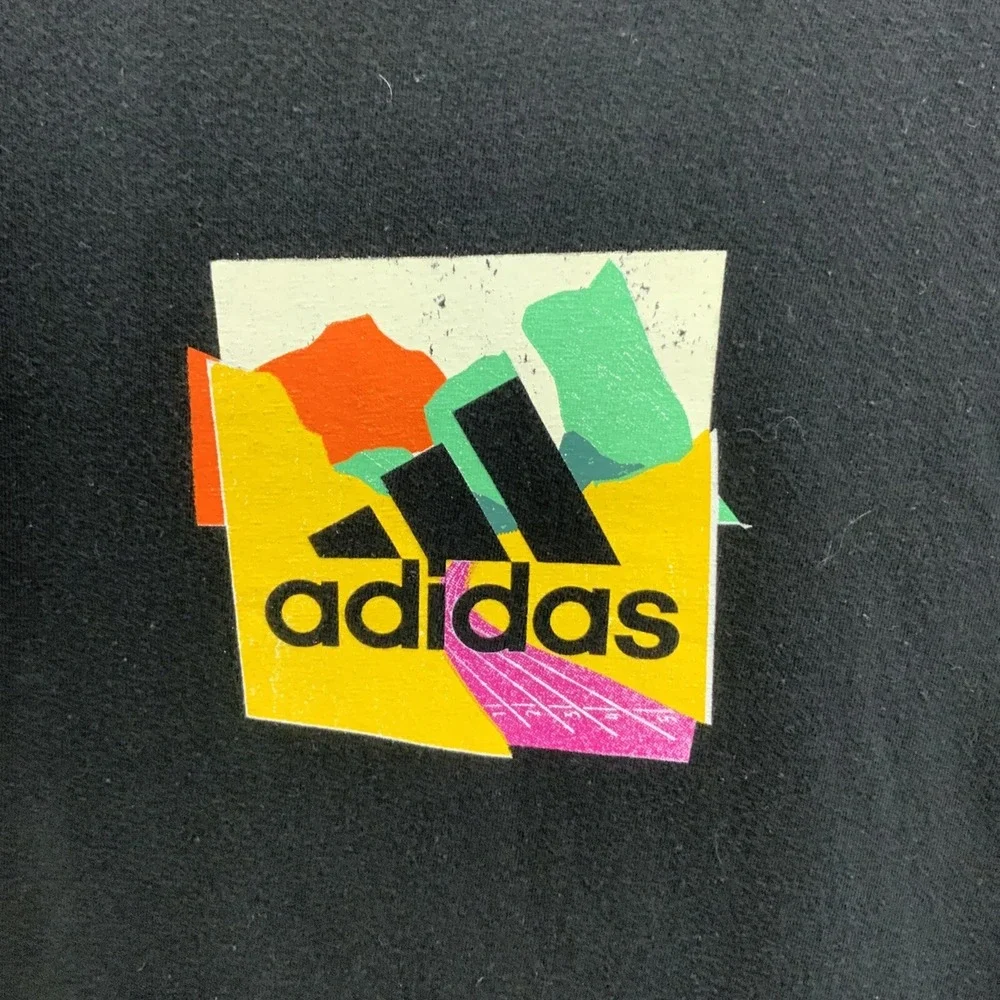 Adidas T Shirt Mens Sz M Black Graphic Print Decal‎
